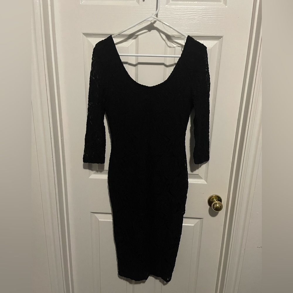 Mid length black lace dress medium
